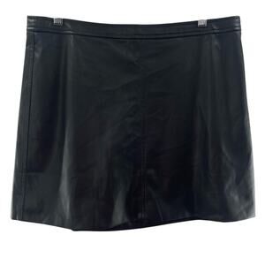 J. Crew Collection Black Vegan Faux Leather Classic Timeless Mini Skirt Size 10